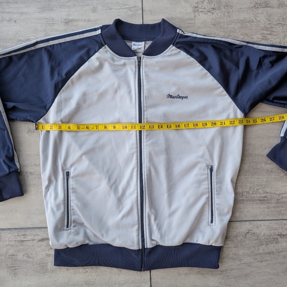 Vintage MacGregor Navy Grey Full Zip Lightweight Colorblock Track Jacket Mens XL - Picture 2 of 8